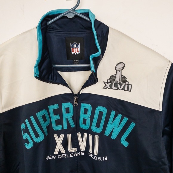 NFL Super Bowl XLVII Track Jacket Mens XL New Orleans Football Coat - Picture 5 of 16